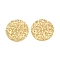 Ion Plating(IP) 304 Stainless Steel Pendants, Textured Flat Round Charm, Real 18K Gold Plated, 30x2.2mm, Hole: 2.3mm