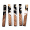 Transparent Resin & Walnut Wood Pendants, with Gold Foil, Rectangle Charms, Black, 40x5x4mm, Hole: 2mm