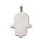 Non-Tarnish 201 Stainless Steel Pendants, Hamsa Hand/Hand of Miriam Charm, Stainless Steel Color, 37.5x29x1mm, Hole: 7x3.5mm