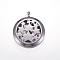 Tarnish Resistant 304 Stainless Steel Diffuser Locket Pendants, with Magnetic Clasp, Flat Round with Star, Stainless Steel Color, 36.5x30x8mm, Hole: 5mm