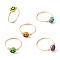 Smiling Face Acrylic Finger Ring, Copper Wire Wrapped Jewelry for Women, Mixed Color, US Size 8 1/2(18.5mm)