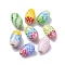 Two Tone Handmade Lampwork Beads, Oval with Scale Pattern, Mixed Color, 16.5~18.5x10.5~11.5mm, Hole: 2.5mm