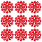 20pcs Alloy Rhinestone Cabochons, with Plastic Imitation Peals, Flower, Golden, Red, 27.5x28x9mm