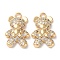 Real 18K Gold Plated Brass Micro Pave Cubic Zirconia Pendants, Cadmium Free & Nickel Free & Lead Free, Bear, Clear, 18.5x12x4mm, Hole: 1.8mm
