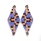 MIYUKI & TOHO Handmade Japanese Seed Beads Links, Loom Pattern, Rhombus, Colorful, 40~41.5x16~16.7x1.7~1.8mm, Hole: 1.4~1.5mm