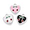 Alloy Enamel Pendants, Heart with Cherry Charm, Platinum, Mixed Color, 17x16x3.5mm, Hole: 2mm