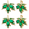 Beebeecraft 1 Box 8Pcs Maple Leaf Charm 18K Gold Plated Cubic Zirconia Green Crystal Spring Theme Plant Leaves Pendants Dangle Charms for DIY Jewelry Necklace Earrings Bracelet Making