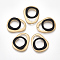 Smooth Surface Spray Painted Alloy Pendants, Oval, Matte Gold Color, Black, 29x24x4.5mm, Hole: 2mm