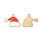 Christmas Alloy Enamel Pendants, Light Gold, Christmas Hat Charm, Red, 18x21.5x1mm, Hole: 1.8mm