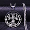 201 Stainless Steel Flat Round Sigil Pendant Necklaces, Stainless Steel Color, 19.84 inch(50.4cm)