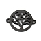 Ion Plating(IP) 304 Stainless Steel Links, Manual Polishing, for Religion, Ring with Tree of Life, Black, 15x19x1.2mm, Hole: 1.2mm