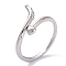 Brass Cuff Rings, Open Rings, Wing & Heart, Platinum, US Size 4, Inner Diameter: 14.9mm