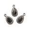 Natural Labradorite Teardrop Charms, with 304 Stainless Steel Settings, Stainless Steel Color, 11.5x6x4mm, Hole: 1.4~1.5mm