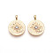 Brass Micro Pave Cubic Zirconia Pendants, Cadmium Free & Nickel Free & Lead Free, Flat Round, Real 18K Gold Plated, 22x17.2x4.3mm, Hole: 2.2x3.2mm