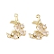 Brass Micro Pave Clear Cubic Zirconia Pendants, Cadmium Free & Nickel Free & Lead Free, Long-Lasting Plated, Moon with Bowknot Charms, Real 14K Gold Plated, 18.5x14x3mm, Hole: 1mm
