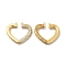 Brass Micro Pave Cubic Zirconia Pendants, Cadmium Free & Lead Free, Heart Charms, Golden, Clear, 21.5x23.5x2.5mm, Hole: 1.5mm