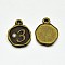 Antique Bronze Plated Alloy Rhinestone Charms, Flat Round with Num.3, Nickel Free, 13x10x1.5mm, Hole: 1mm