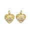 Brass Micro Pave Cubic Zirconia Pendants, Heart Charms, with Jump Ring, Real 16K Gold Plated, 13x12x2.5mm, Hole: 3.5mm