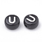 Opaque Acrylic Beads, Horizontal Hole, Alphabet Style, Flat Round, Letter.U, 7x4mm, Hole: 1.5mm, about 3700pcs/500g