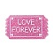 Valentine's Day Printed Opaque Acrylic Pendants, Rectangle with Word Love Forever, with Paillette, Pink, 44.5x26.5x2.5mm, Hole: 1.8mm