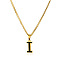 304 Stainless Steel Black Enamel Initial Pendant Twisted Chain Necklaces, Golden, Letter I, 15.75 inch(40cm)