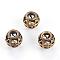 Brass Beads, Hollow, Round with Heart, Brushed Antique Bronze, 11.5x9mm, Hole: 5mm