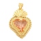 Rack Plating Brass Pendants, with Glass, Long-Lasting Plated, Cadmium Free & Lead Free, Strawberry Charms, Orange, 30x21x6.5mm, Hole: 4x3.5mm