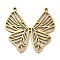 304 Stainless Steel Pendants, Laser Cut, Butterfly Charm, Real 18K Gold Plated, 26x27.5x1.5mm, Hole: 1.2mm