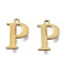 PVD Vacuum Plating  304 Stainless Steel Charms, Laser Cut, Alphabet, Antique Bronze, Letter.P, 12.5x8x0.8mm, Hole: 1mm