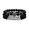 Fashionable retro black matte bracelet set with crown, zircon lion head.