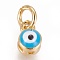 Brass Enamel Charms, Evil Eye, Golden, 4x4mm, Hole: 2mm