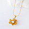 3Pcs Stainless Steel Pave Imitation Pearl Flower Pendant Necklaces for Women, White, Golden, 15.75 inch(40cm)