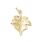 Brass Micro Pave Cubic Zirconia Pendants, Leaf Charms, Rack Plating, Cadmium Free & Lead Free, Lasting Plated, with Jump Ring, Real 18K Gold Plated, 20x15.5x3.5mm, Hole: 3.5mm