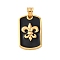 304 Stainless Steel Enamel Pendants, Ion Plating(IP), Rectangle with Fleur De Lis Charms, Golden, 26.5x16x3.5mm, Hole: 5x4.5mm