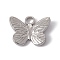 Non-Tarnish 304 Stainless Steel Pendants, Butterfly Charm, Stainless Steel Color, 11.5x15x3.5mm, Hole: 2.5mm