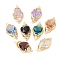 Brass K9 Glass Connector Charms, Cadmium Free & Nickel Free & Lead Free, Light Gold Tone Heart Links, Mixed Color, 27x14.5x8mm, Hole: 1.5mm