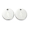 Non-Tarnish 304 Stainless Steel Charms, Flat Round with Tree, Stainless Steel Color, 11.5x1mm, Hole: 1.5mm