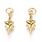 Brass Micro Pave Clear Cubic Zirconia Pendants, with Jump Rings, Long-Lasting Plated, Star, Real 18K Gold Plated, 17x8x6mm, Hole: 3mm