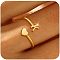 Brass Cuff Rings, Heart and Letter, Golden, Letter K, Inner Diameter: 17~19mm
