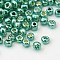 12/0 Glass Seed Beads, Metallic Colours Style, Round, Dark Turquoise, 12/0, 2mm, Hole: 1mm, about 30000pcs/pound