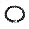 Synthetic Black Stone Beaded Stretch Bracelets with Yin-yang, no size