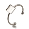 304 Stainless Steel Open Cuff Ring Components, Pad Ring Setting, Square, Stainless Steel Color, Square: 7.5x7.5mm, Adjustable, Tray: 6.5x6.5mm