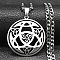 304 Stainless Steel Enamel Necklaces, Flat Round with Trinity Knot Pendant Necklaces, Stainless Steel Color, 23.43 inch(59.5cm)