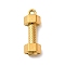 304 Stainless Steel Pendants, Dumbbell Charm, Golden, 22x7.5x5mm, Hole: 1.5mm