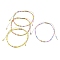 Natural Pearl & Seed & Brass Braided Bead Bracelets, Adjustable Bracelet, Mixed Color, Inner Diameter: 2-1/8~3-1/2 inch(5.5~9cm)