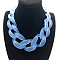 Frosted Acrylic Chunky Twisted Chain Necklacs for Women, with Metal Clasps, Golden, Cornflower Blue, 19.69 inch(50cm)