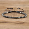Natural Larvikite Beaded Braided Bracelets, Adjustable Women's Bracelets, Inner Diameter: 16cm, Bead: 4~4.5x2~2.5mm