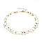 Brass Enamel Double Layer Necklaces, with Bar Links Chains, Paperclip Chains and Lobster Claw Clasps, Flower, Colorful, Real 18K Gold Plated, 13.58 inch(34.5cm)