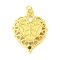Alloy Pendants, Sacred Heart, Long-Lasting Plated, Cadmium Free & Lead Free, Rack Plating, with Jump Ring, Real 18K Gold Plated, 34x26x3mm, Hole: 5mm