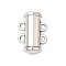 Brass Slide Lock Clasps, Magnetic, Column, 2-Strand, 4-Hole, Platinum, 15x10.5x6.5mm, Hole: 1.5mm